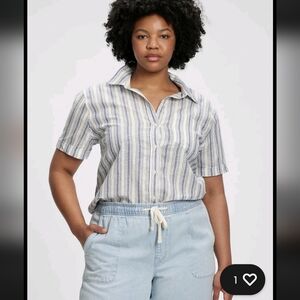 3502 Striped Button-Up Shirt and Light Blue Pants